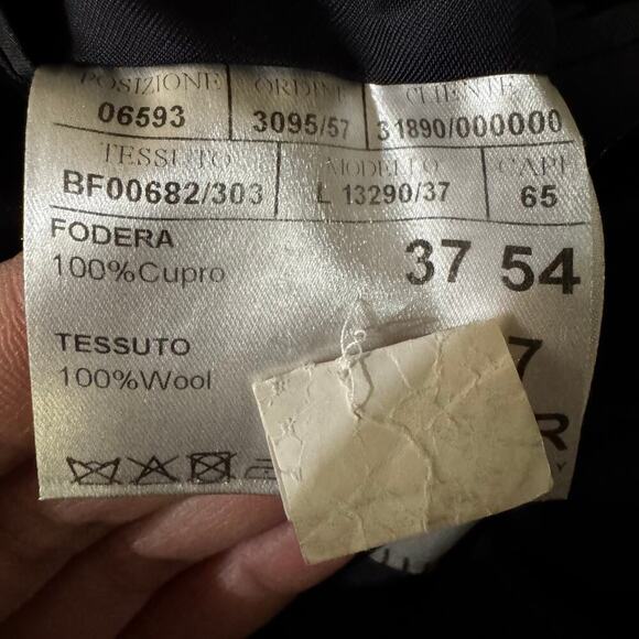 Canali Two Button Single Breasted Wool Blazer Graph Checked Blue Pockets Sz 44R - Picture 11 of 14